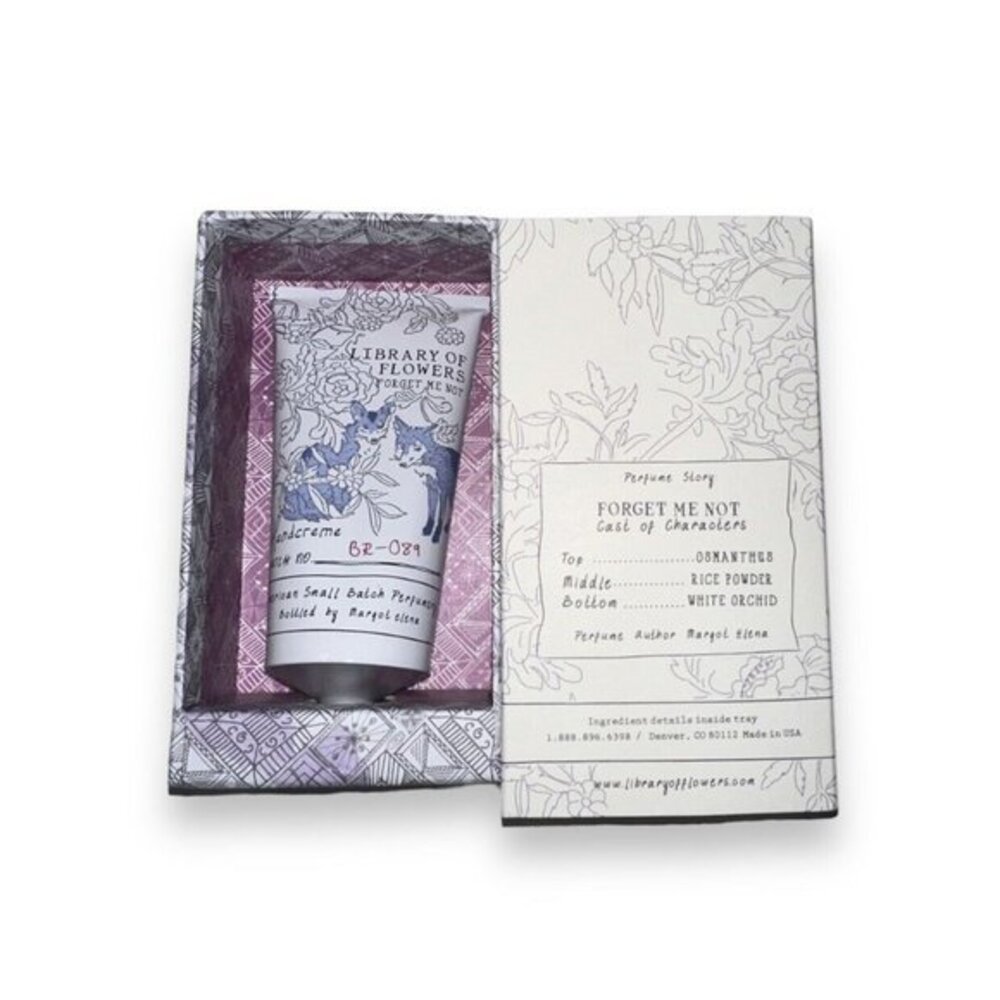 eriritc-0 ONLY LIBRARY OF FLOWERS Forget Me Not Handcreme Margot Elena 2.65 oz